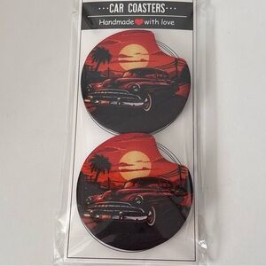 Hand Crafted Red and Black Car Coasters